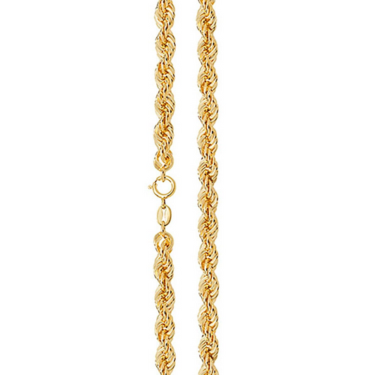 Yellow Gold Rope Chain 30" Hallmarked Men's Women's 4mm wide