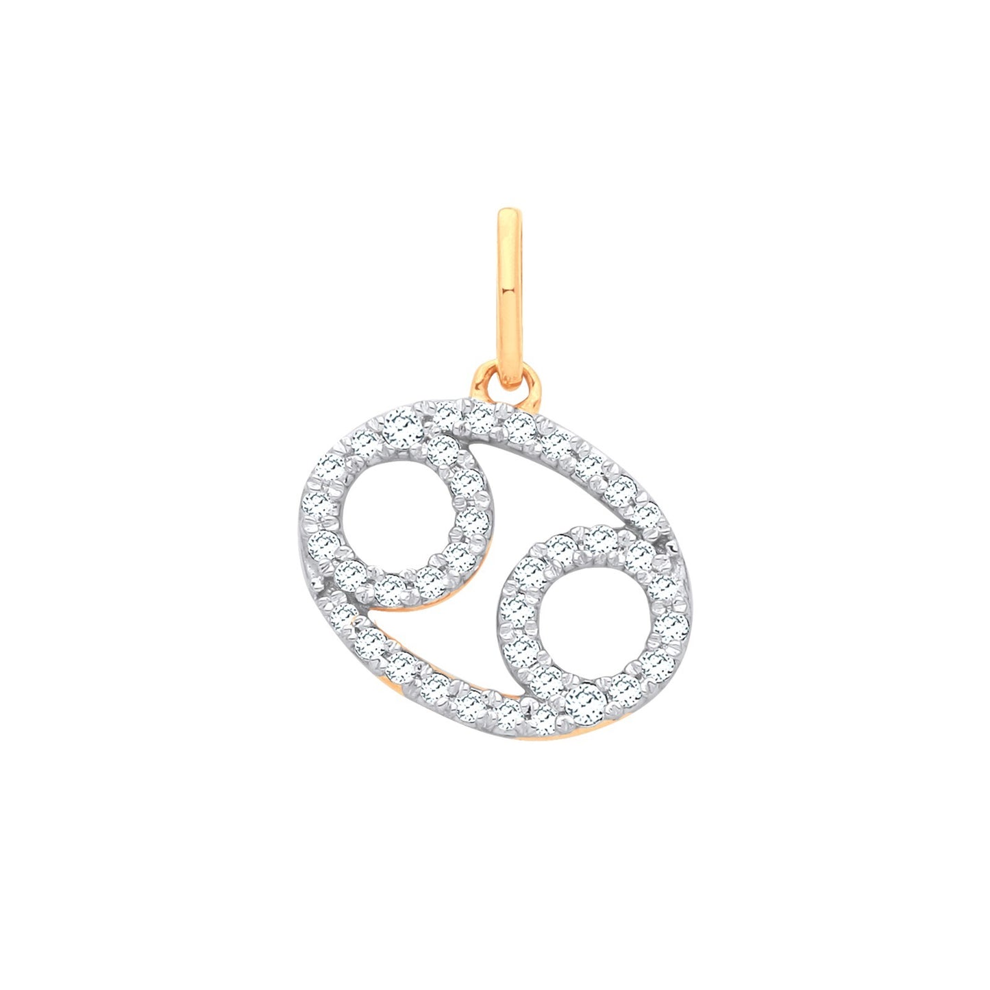 9ct Yellow Gold Cancer Zodiac 0.20ct Pendant Made in London