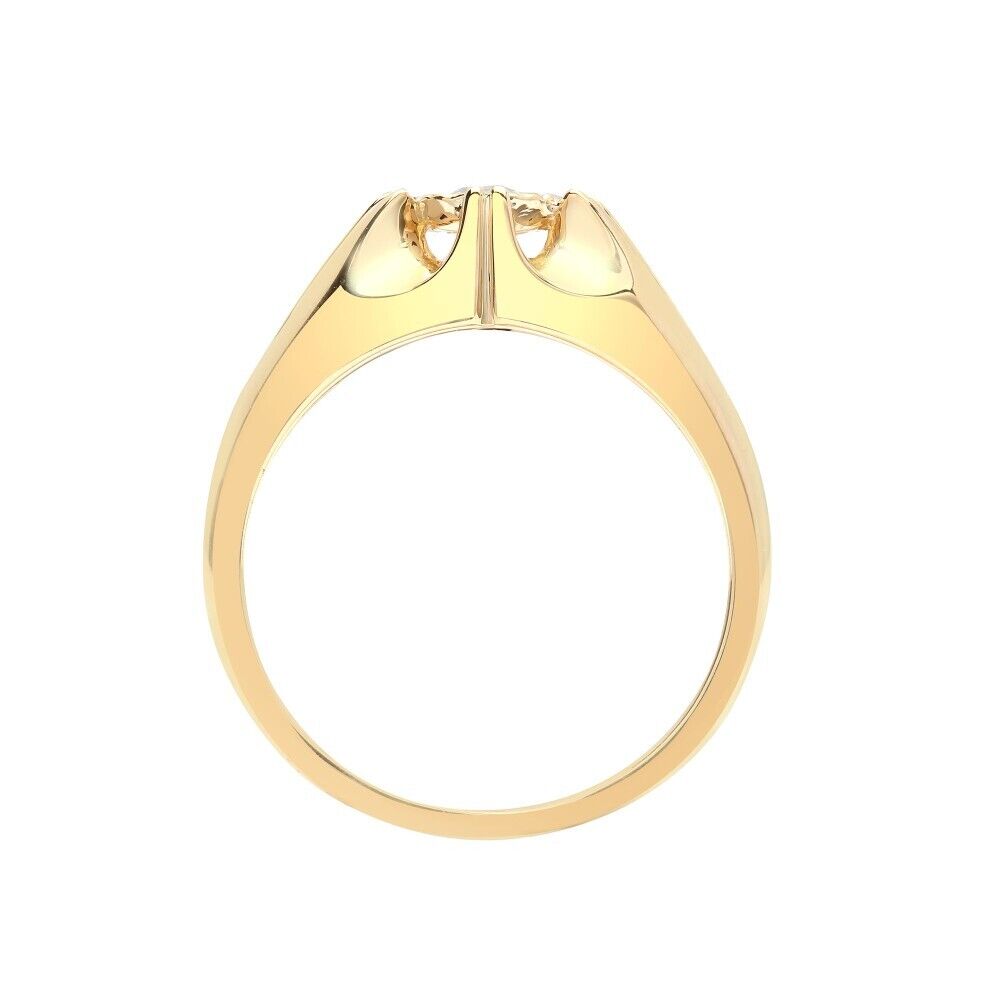 Men's Real Diamond Solitaire 9ct Yellow Gold Gypsy Setting Single Stone Hallmark
