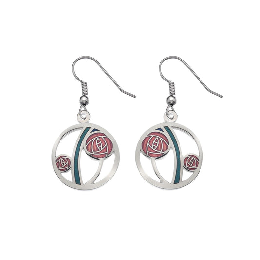 Mackintosh Rose Earrings Drop Drops Silver Plated Branded Packaging