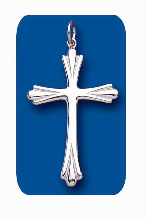 Sterling Silver Fancy Cross Pendant 925 Hallmark 32 x 21mm