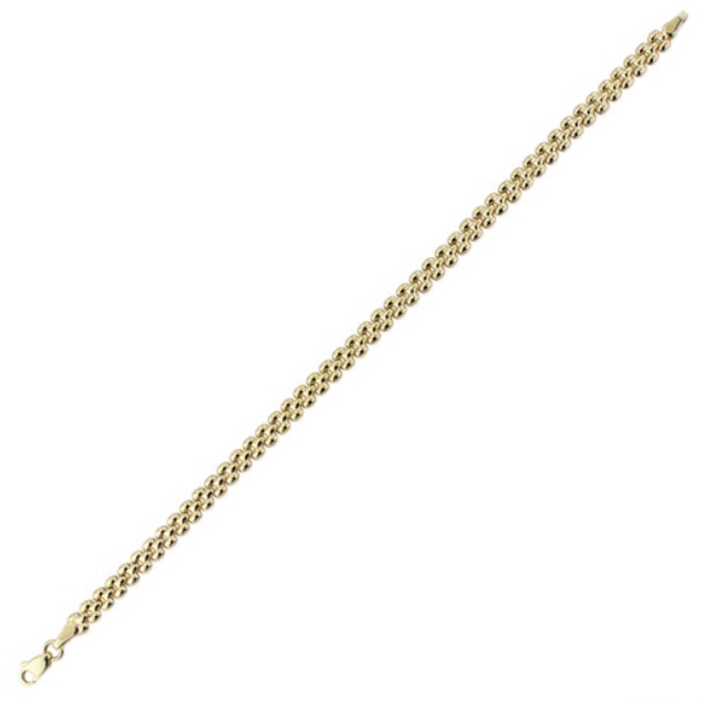 Gold Brick Link Bracelet Chunky 9 Carat Yellow Hallmarked British Made 7 1/2 "