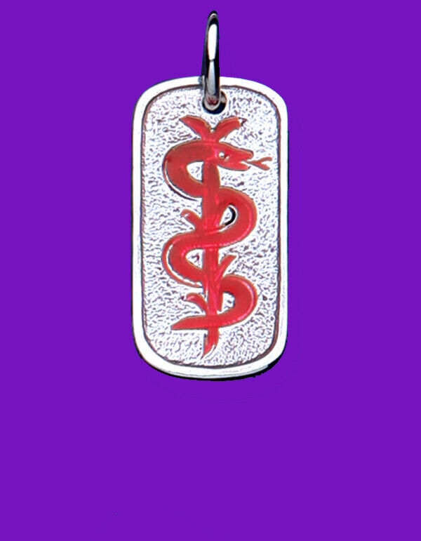 Medical Alert Dog Tag Pendant Sterling Silver 925 Hallmark All Chain Lengths