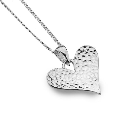 Hammered Heart Pendant Sterling Silver 925 Hallmarked All Chain Lengths