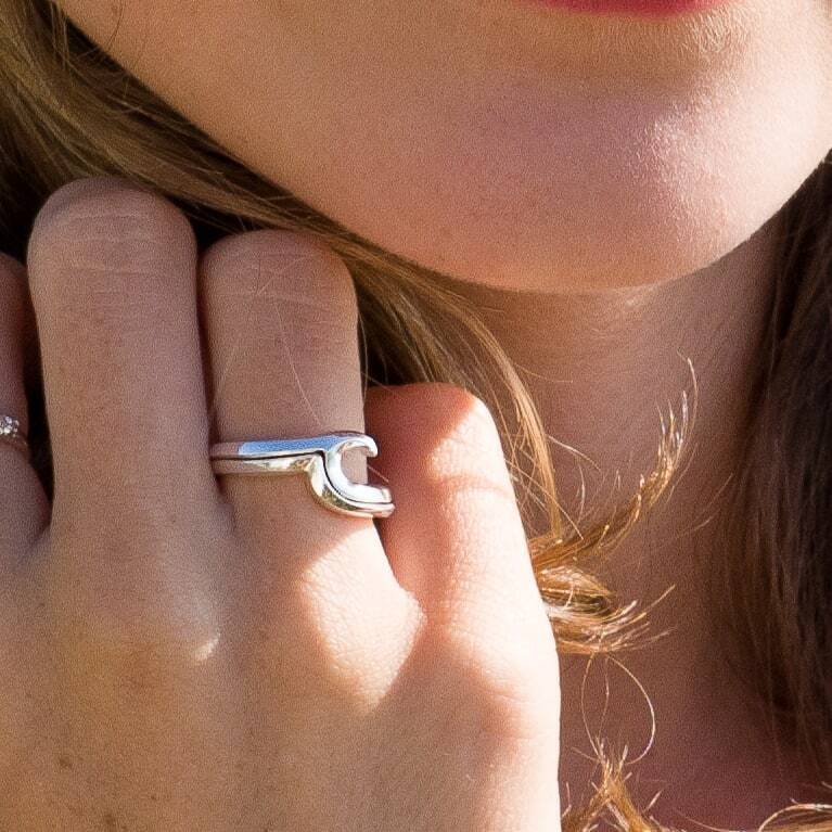 Solid Silver Wave Ring Stacking Rings Sterling 925 Stamped Size J - Q