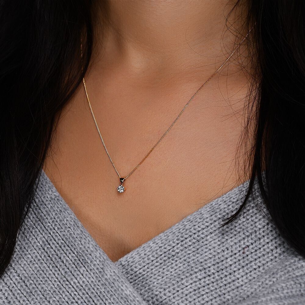 18ct Yellow Gold 0.25ct Claw Set Diamond Solitaire Pendant Hallmarked