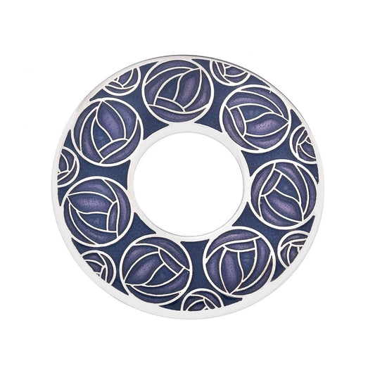 Mackintosh Roses Annulus Brooch Purple Silver Plated Brand New Gift Packaging