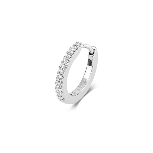 Diamond Cartilage Hoop Huggie 9ct White Gold Premium Diamond 0.06ctw