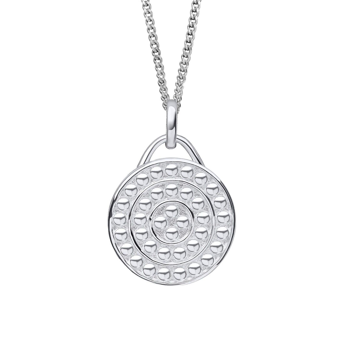 Textured Circular Channel Pendant Solid Sterling Silver 925 All Chain Lengths