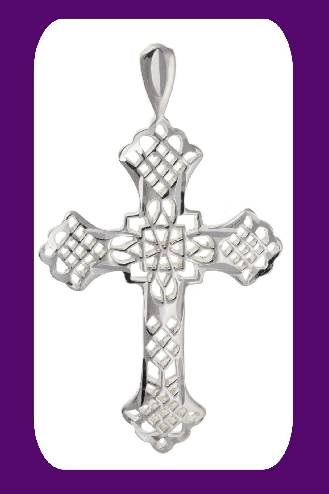 Sterling Silver Large Fanct Cross Pendant 925 Hallmark 35 x 25mm