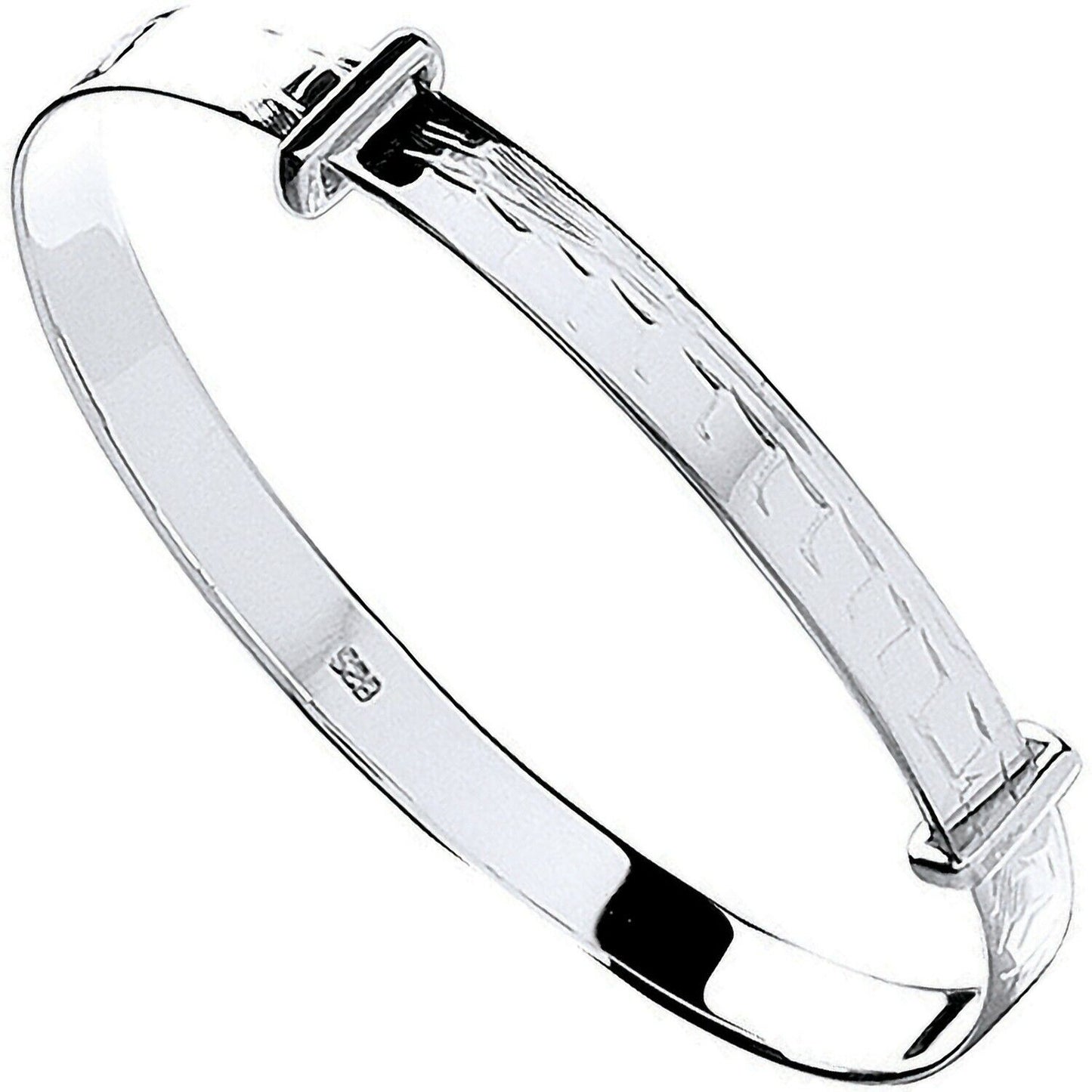 Silver Expandable Baby Bangle 925 Hallmark Diamond Cut Boy and Girls Christening