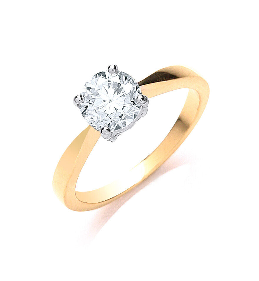 Real Diamond Solitaire Engagement Ring 18ct Yellow Gold 1.00 Carat Weight