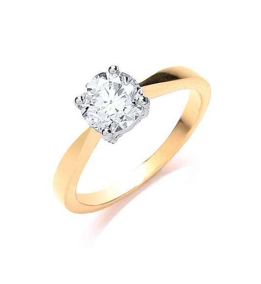 Real Diamond Solitaire Engagement Ring 18ct Yellow Gold 1.00 Carat Weight