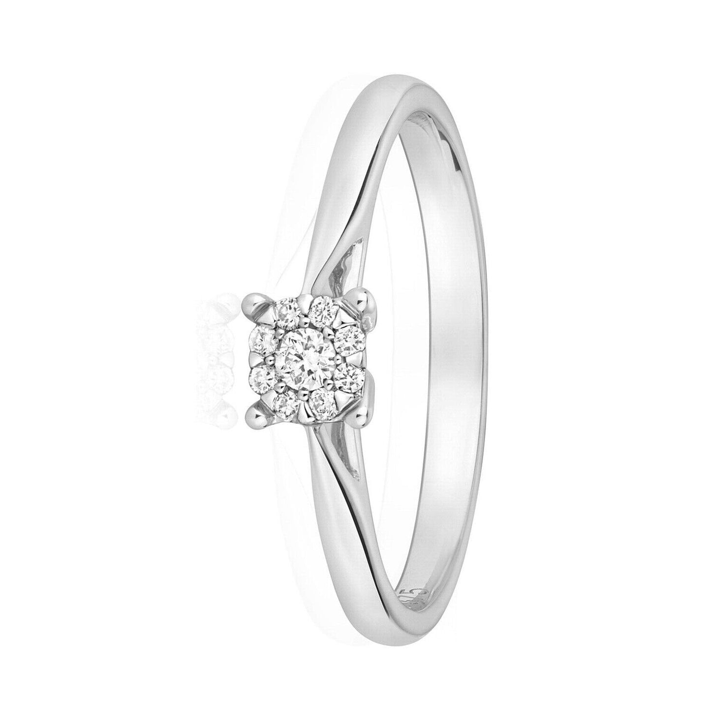 9ct White Gold Diamond Ring Engagement Brilliant Setting Size J - Q