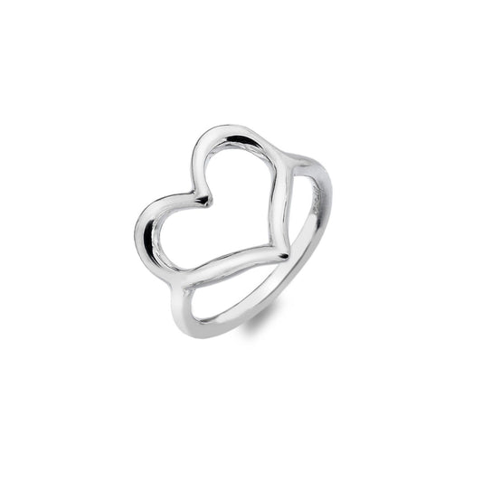 Solid Silver Organic Heart Ring Sterling Hallmarked Size J - Q Brand New Gift