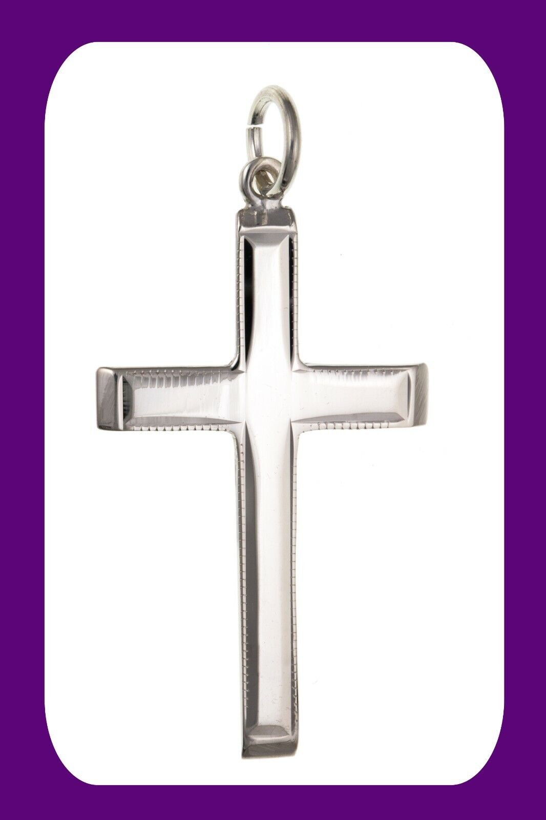 Sterling Silver Millgrain Edge Cross Pendant 925 Hallmark 22 x 15mm