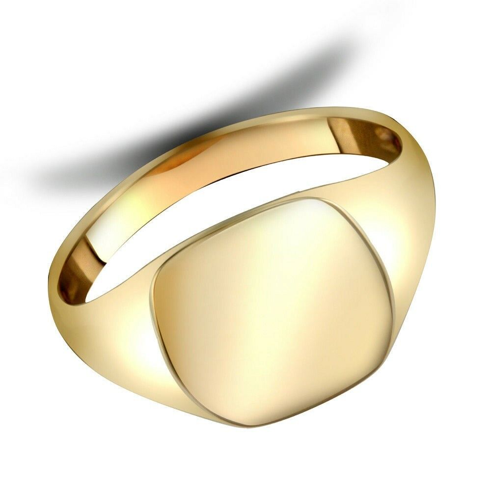 9ct Yellow Gold Gents Square Cushion Signet Ring Fully Hallmarked