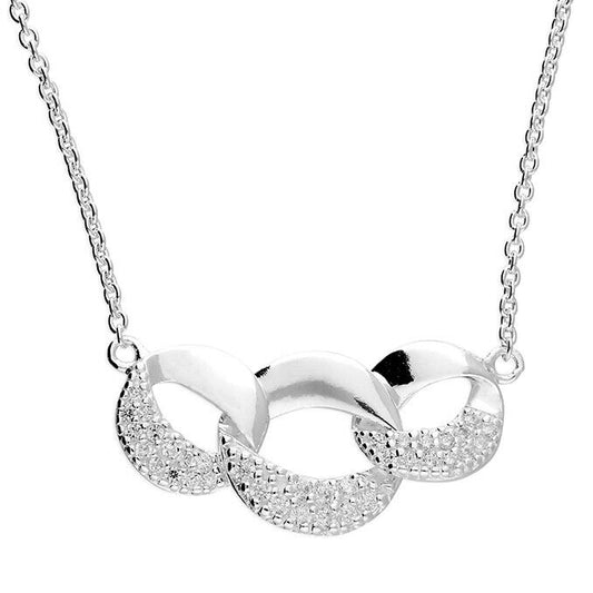Three Chain Link Necklace Gem Set on 925 Sterling Silver 925 hallmark