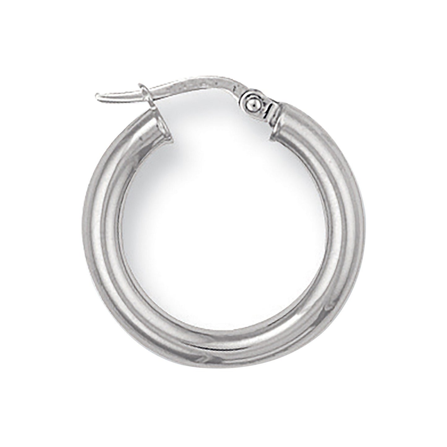 White Gold 20mm Hoop Earrings Round Tubular Hoops Hallmarked