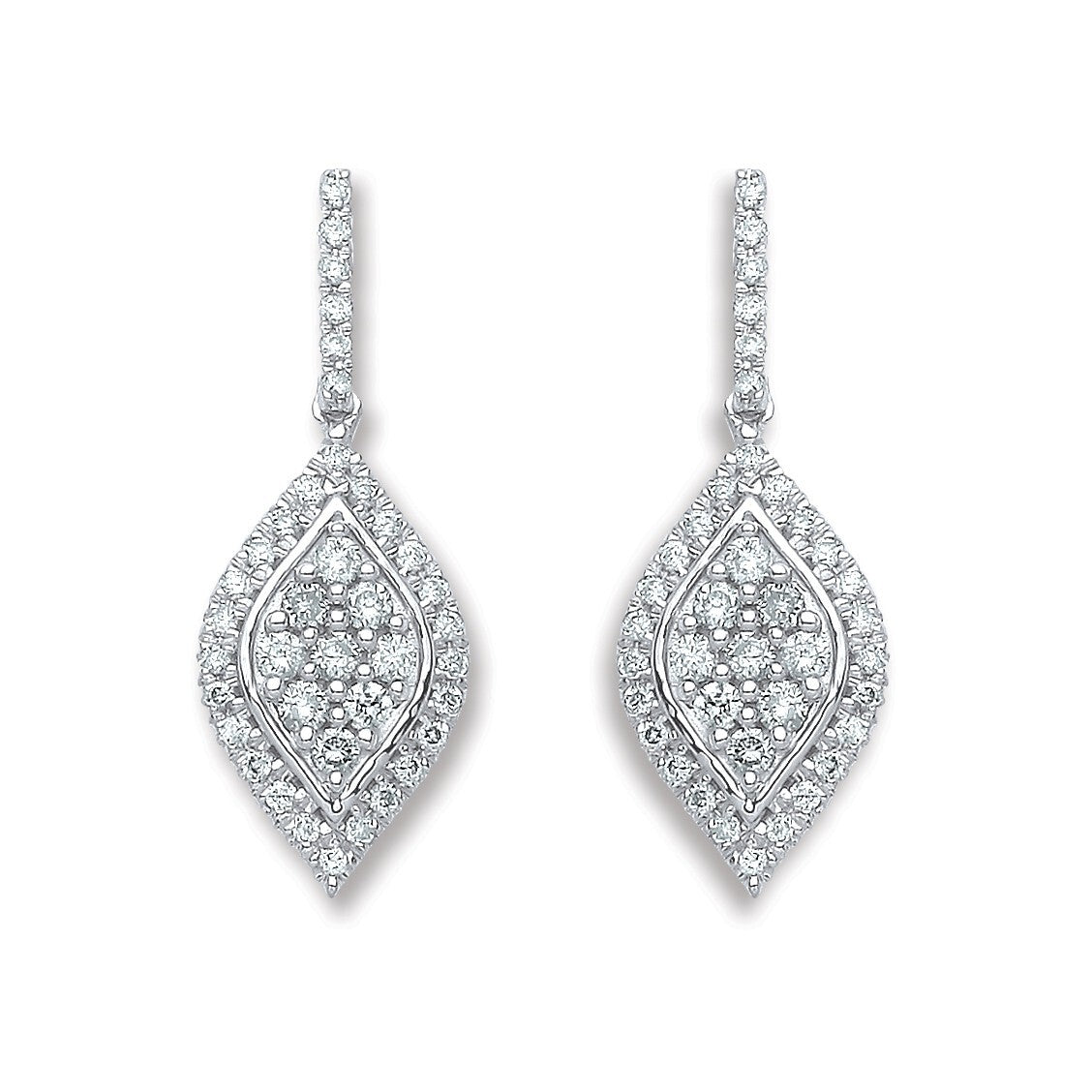 18ct White Gold 0.50ct Diamond Drop Earrings Hallmarked British Made