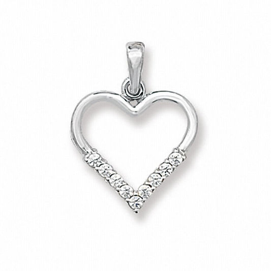 Open Heart Pendant White Gold 19mm x 15mm British Made