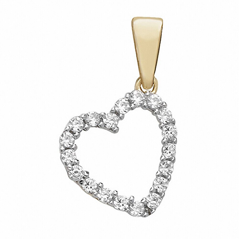 Open Heart Pendant Yellow Gold 18mm x 10mm British Made