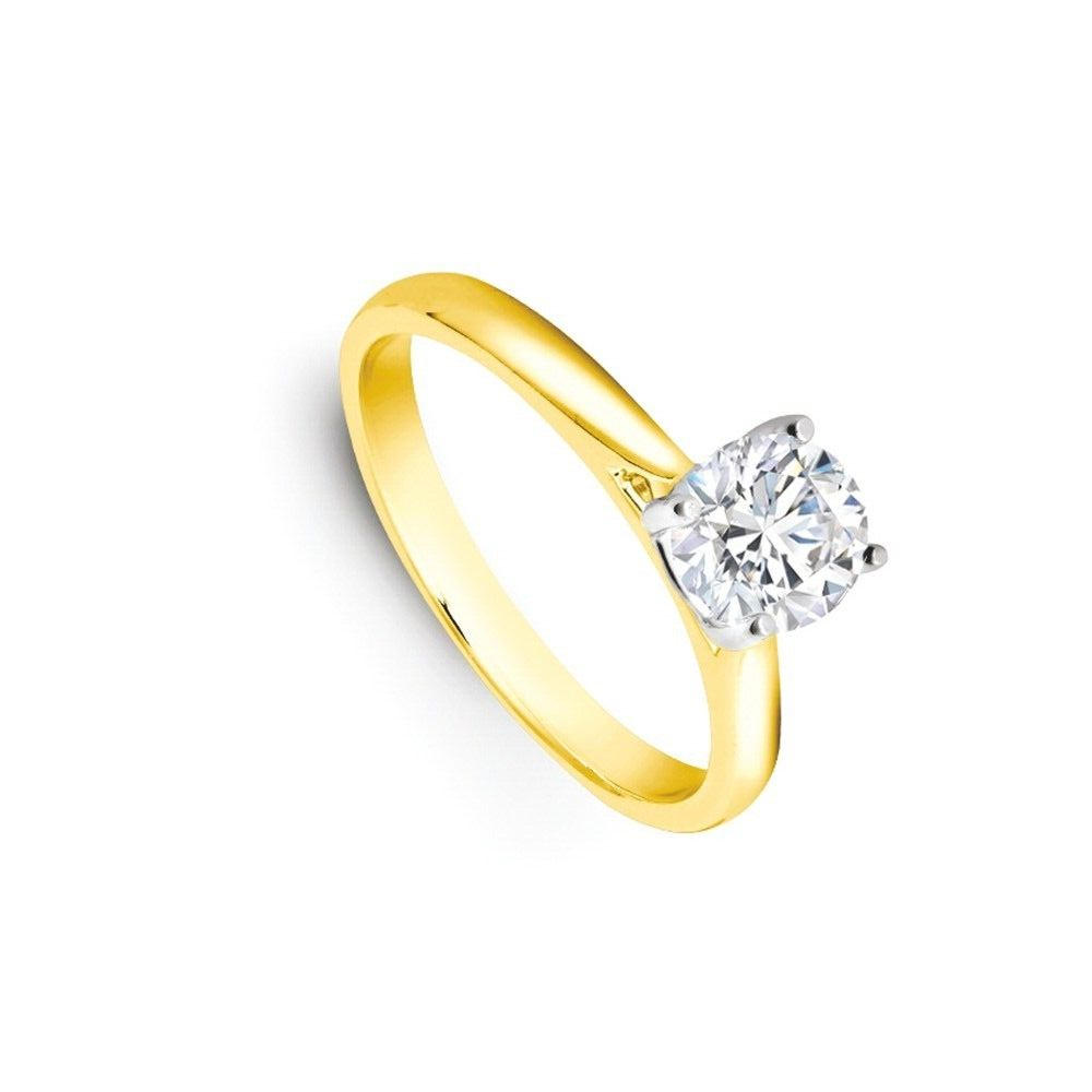 18ct Yellow Gold 2.00ctw Round Brilliant Cut Solitaire Wed Fit Lab Grown Diamond