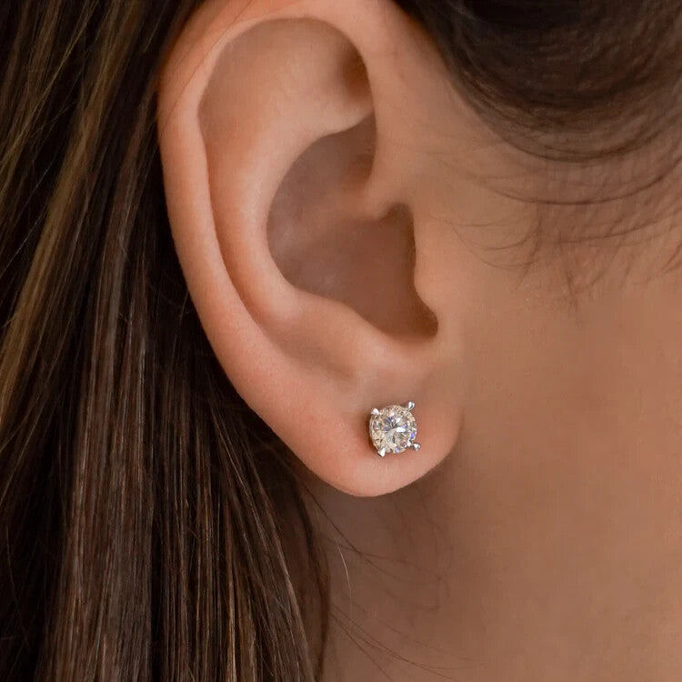 18ct White Gold 1.40ct Claw Set Diamond Stud Earrings Made in London Hallmarked