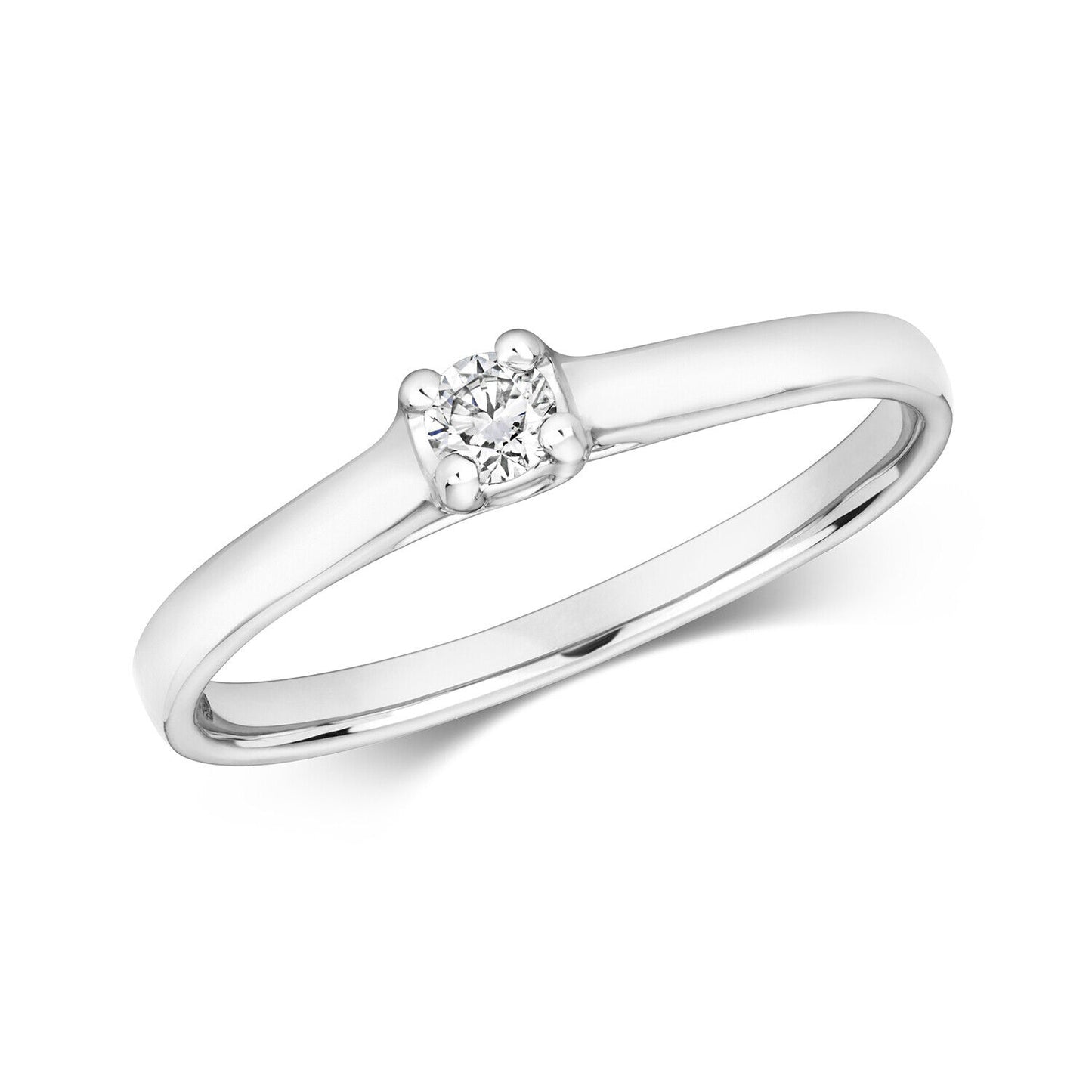 Real Diamond Solitaire Engagement Ring Solid White Gold Size J - Q
