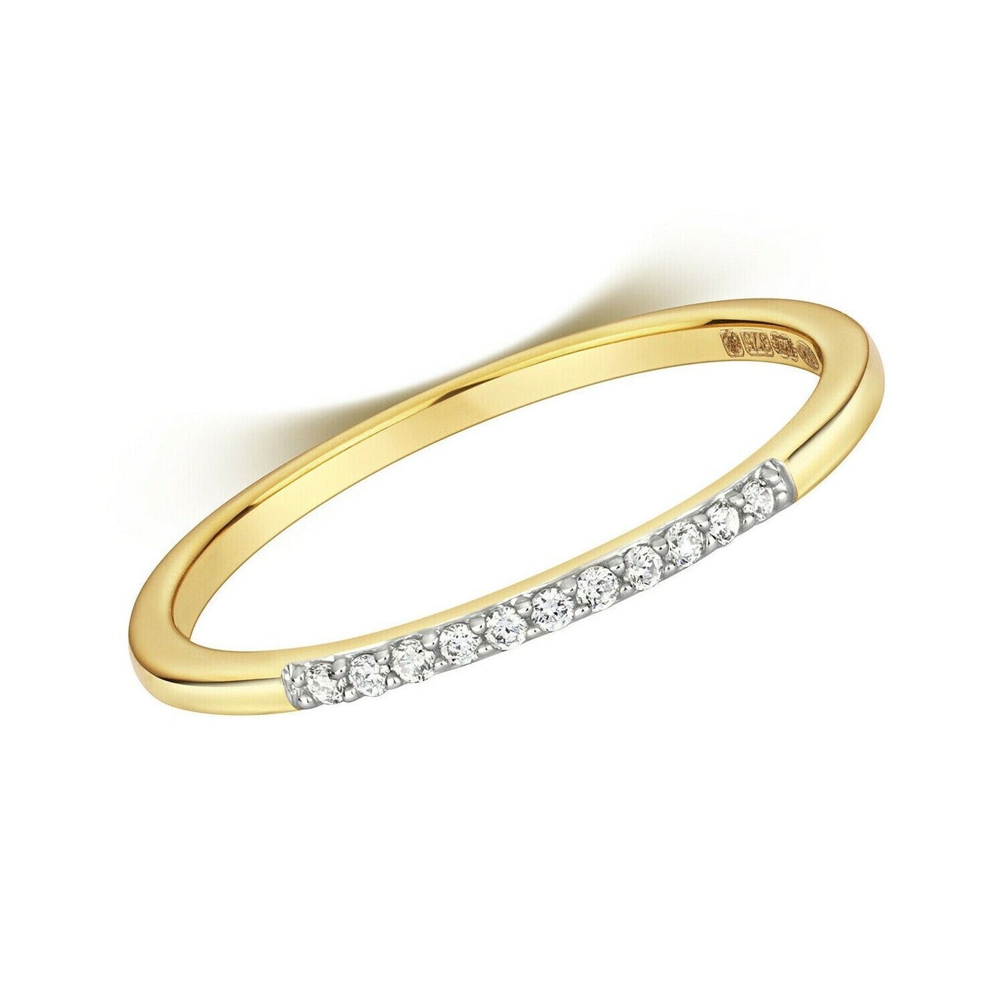 9ct Yellow Gold Diamond Eternity Ring Slim Band Hallmarked and Real Diamonds