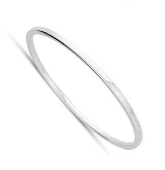 White Gold Modern Bangle Plain Hinged Hallmarked British Made Ladies Bracelet