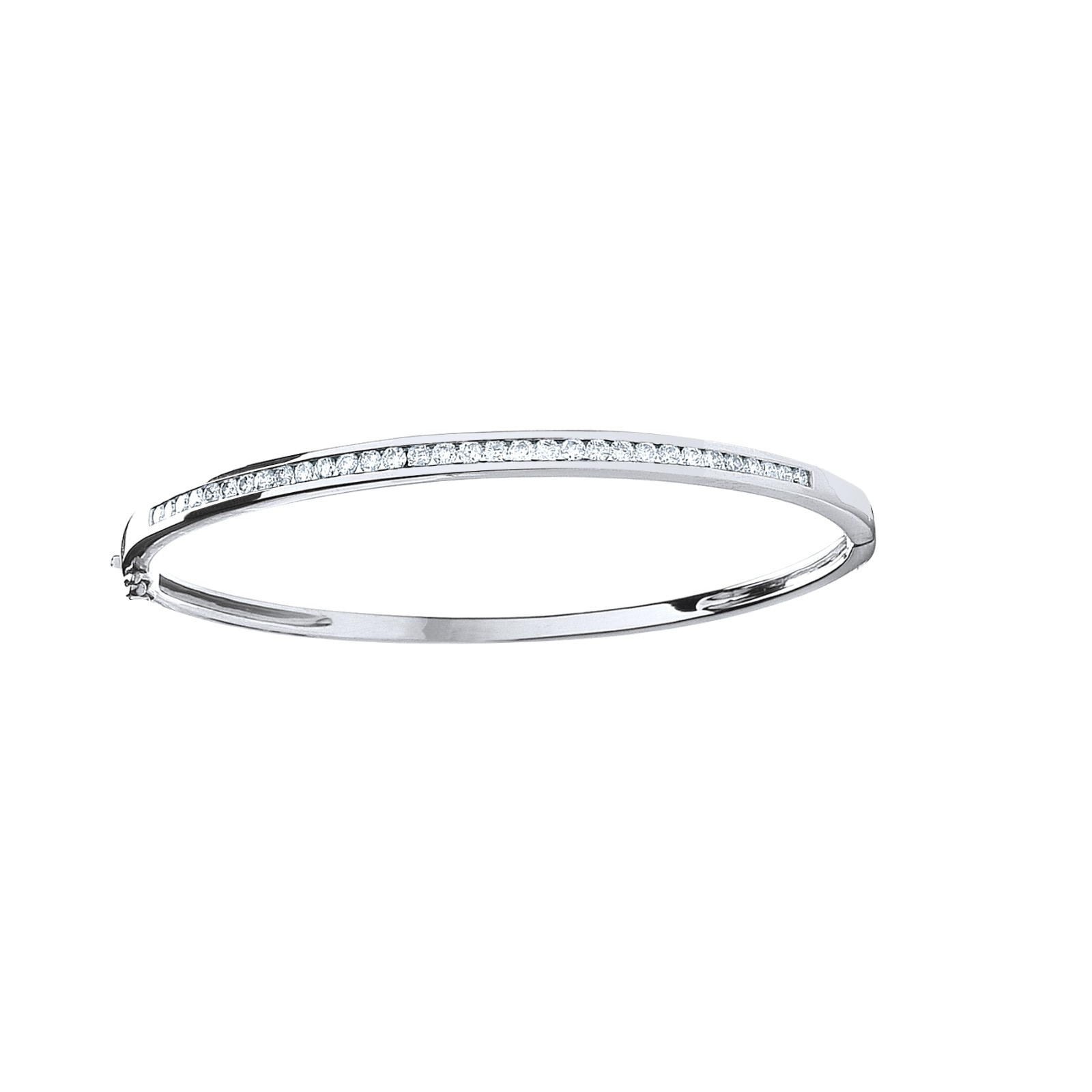 9ct White Gold 1.00ctw Diamond Bangle Channel Set Made in London