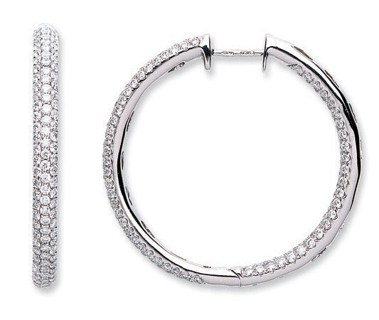 18Ct White Gold 2.30ct Diamond Hoop Earrings 31mm Diameter