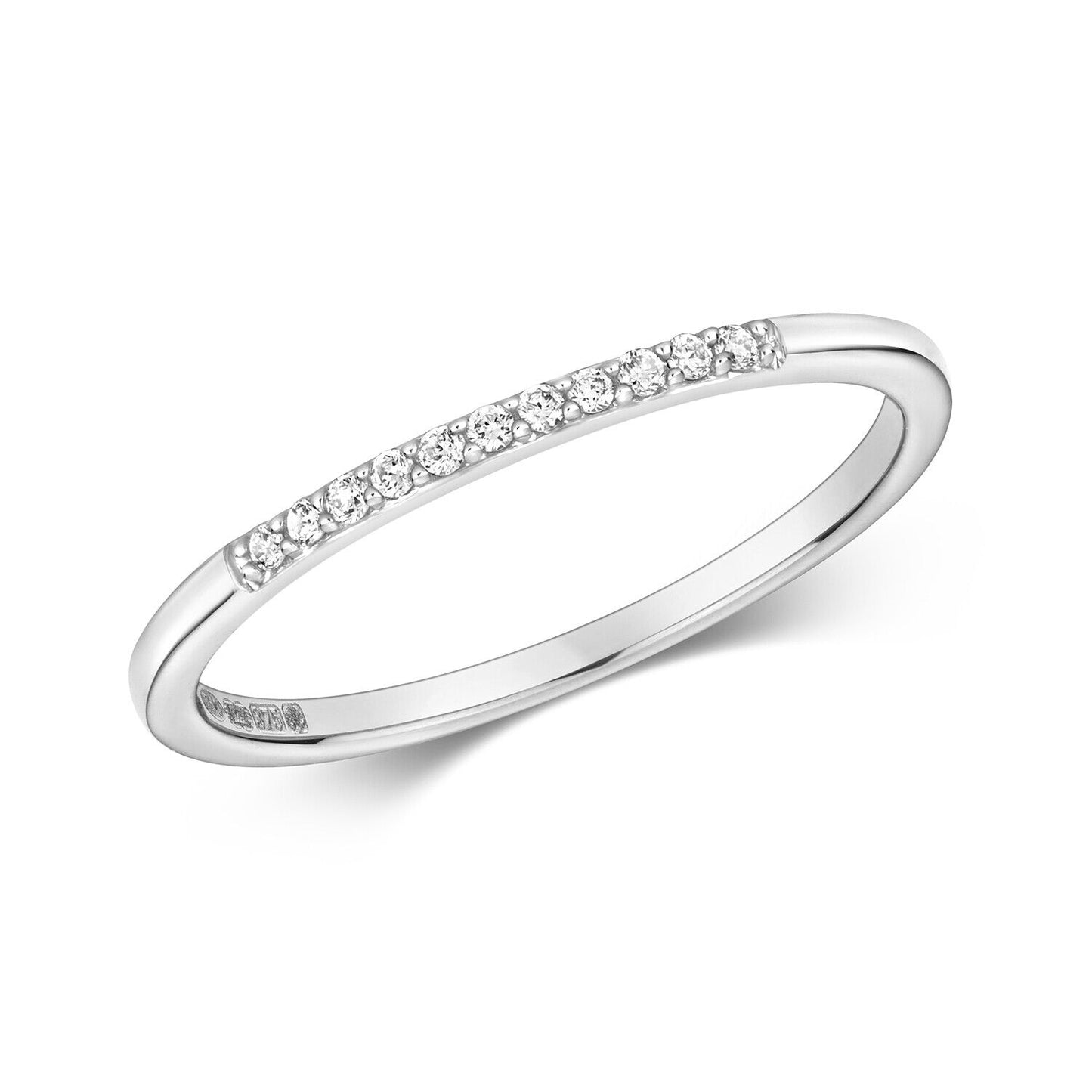 Diamond Eternity Ring Solid 9ct White Gold Slim Band Real Diamonds
