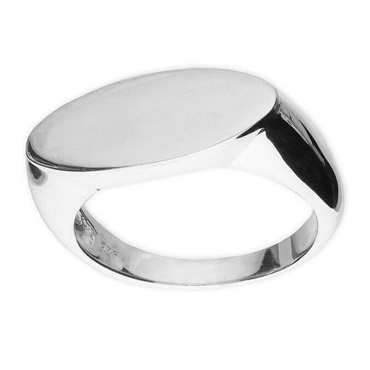 Narrow Oval Signet Ring Solid Sterling Silver 925 Hallmark Sizes M - S