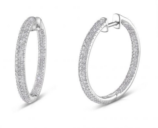 18Ct White Gold 2.30ct Diamond Hoop Earrings 31mm Diameter