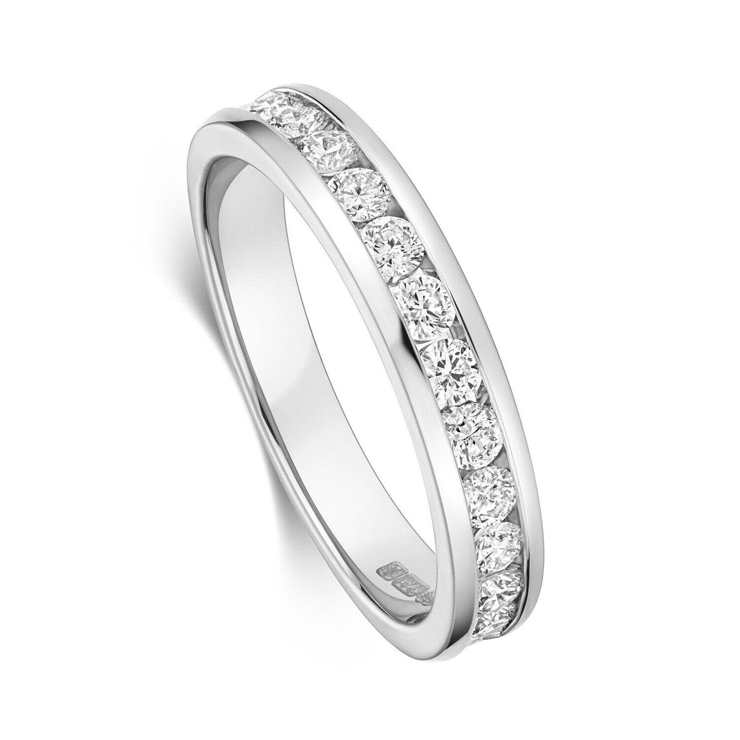 Real Diamond Half Eternity Ring 9ct White Gold 0.50 Carat Weight Band