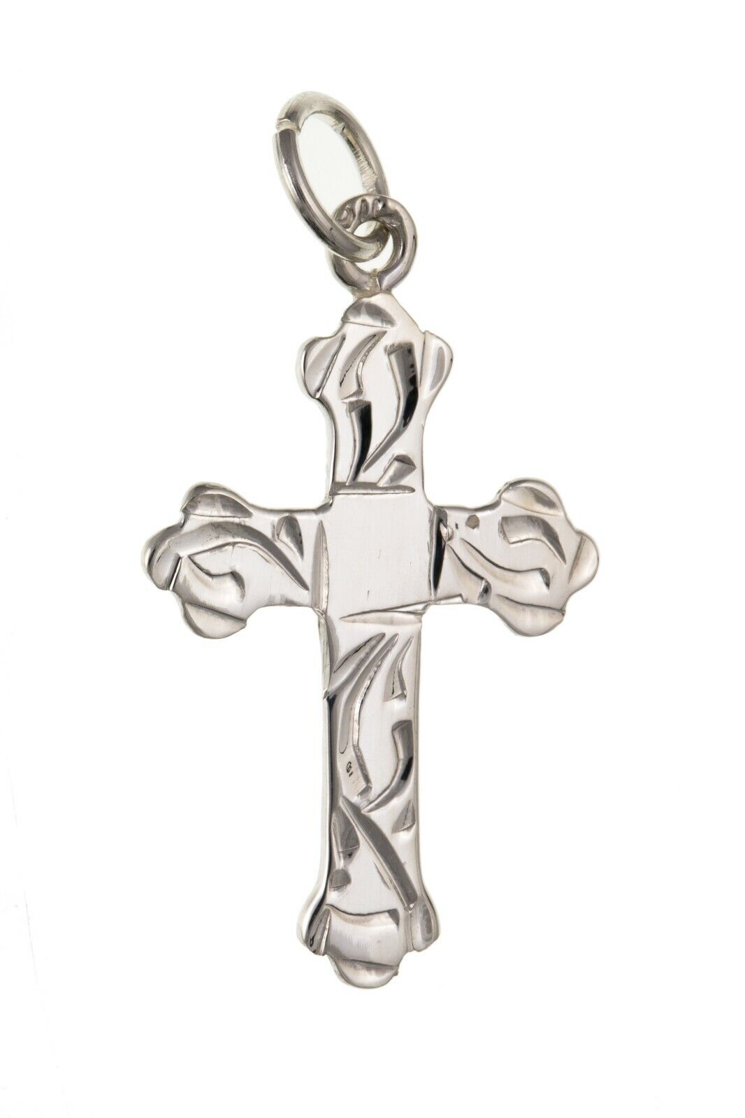 Sterling Silver Engraved Cross Pendant 925 Hallmark 23 x 15mm