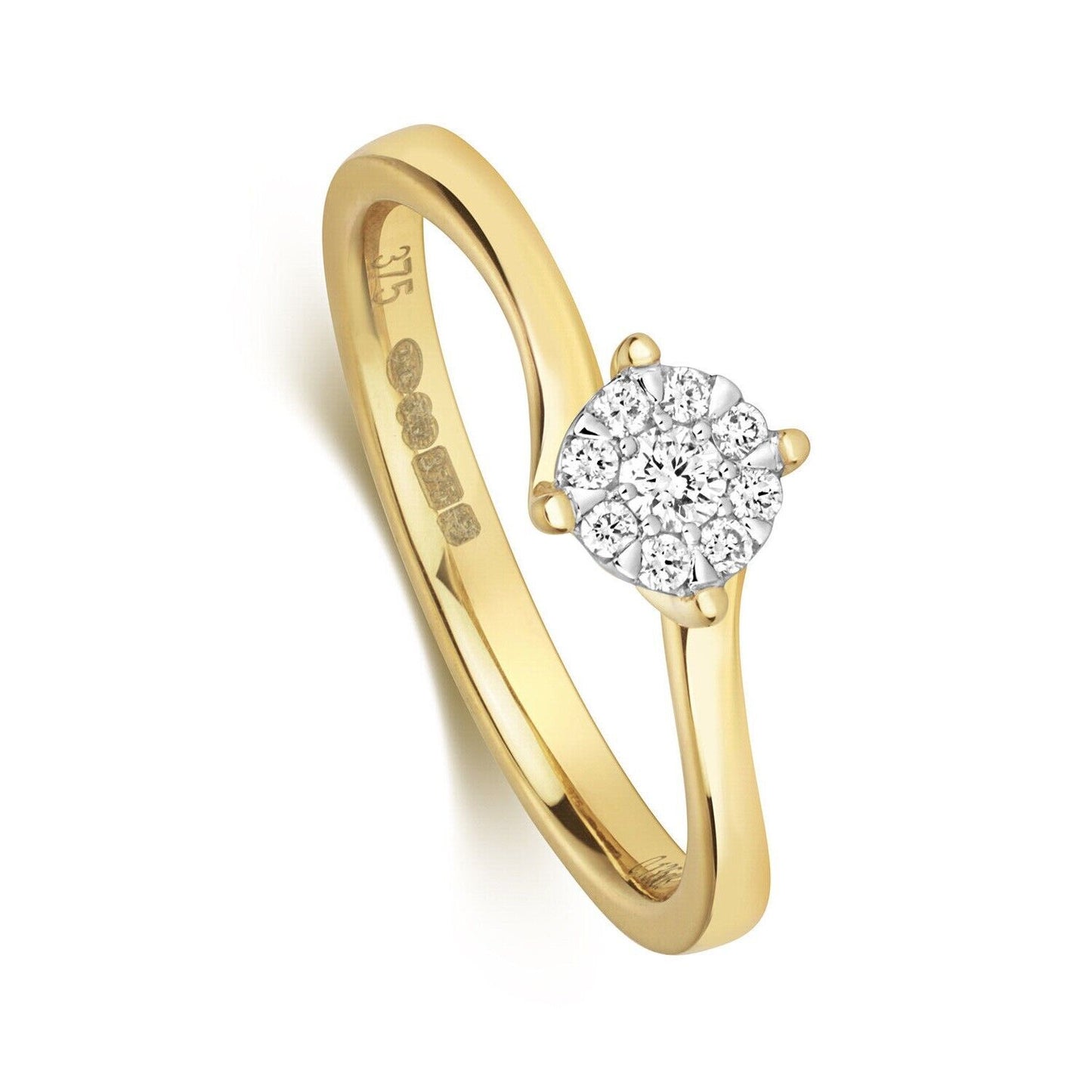 Real Diamond Twist Ring Engagement Solid Yellow Gold Size J - Q