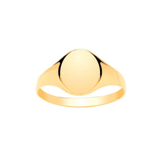 Ladies Oval Signet Ring Solid 9ct Yellow Gold Fully Hallmarked