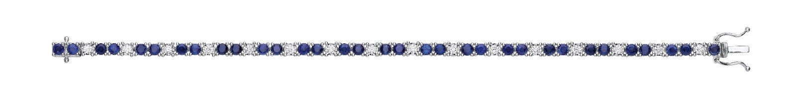 18ct White Gold 0.30ct Diamond & 5.00ct Sapphire Bracelet Made in London