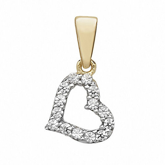 Small Open Heart Pendant Yellow Gold 15mm x 9mm British Made