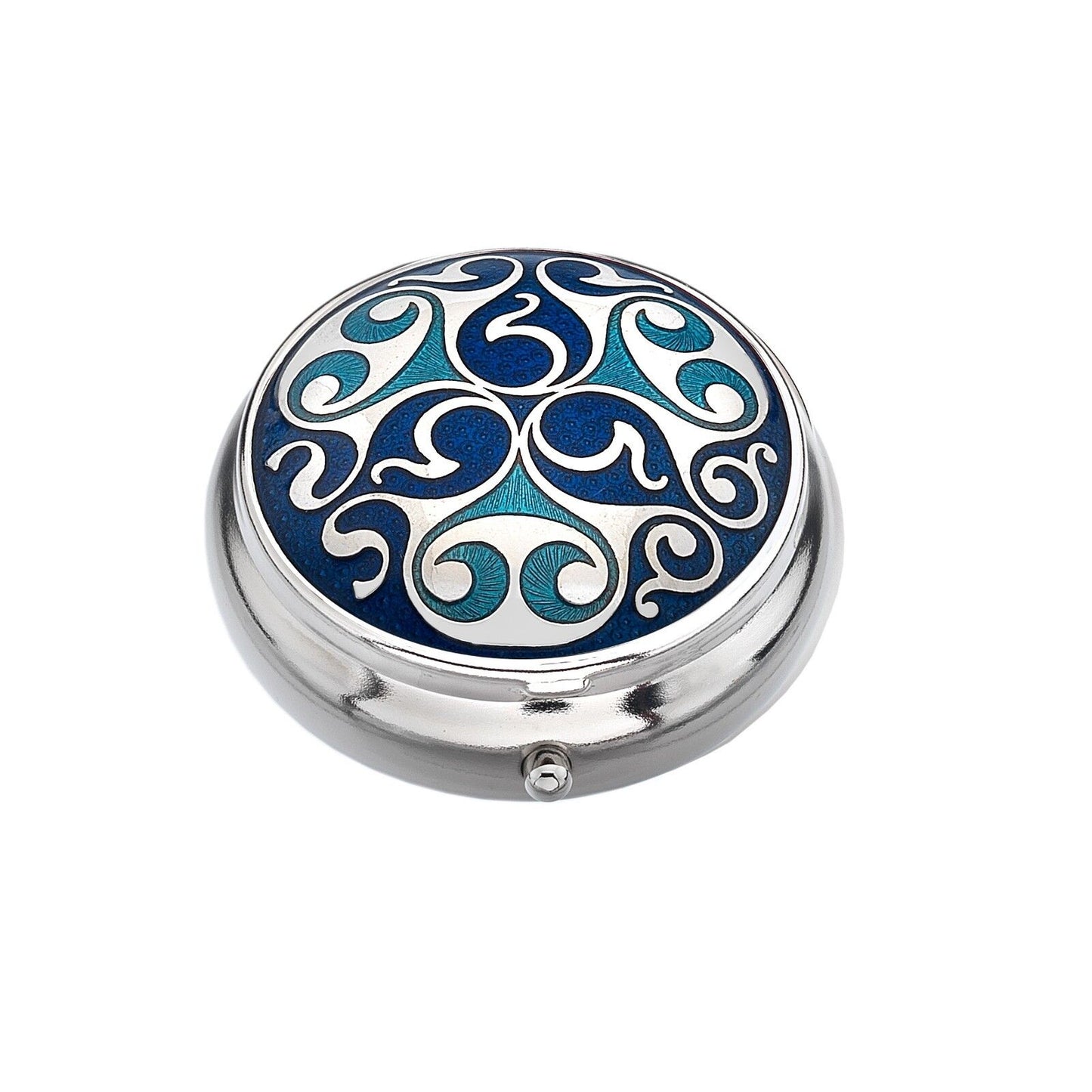 Pillbox Silver Plated Medieval Scrolls Brand New and Boxed