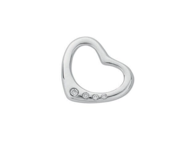 9ct White Gold 0.07ct Diamond Heart Pendant