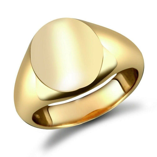 Yellow Gold Oval Signet Ring Very Heavy Weight Gents Hallmarked British Made
