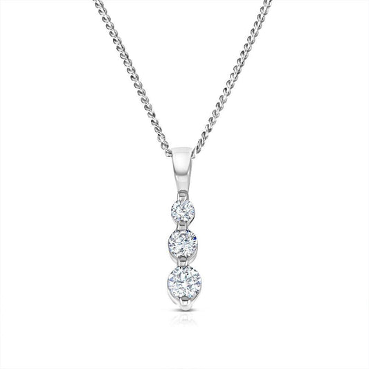 9ct White Gold 0.31ct Diamond Trilogy Pendant and 18" Chain