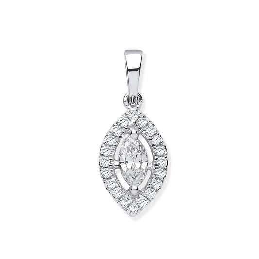 18ct White Gold 0.40ct Marquise Shaped Diamond Pendant Hallmarked