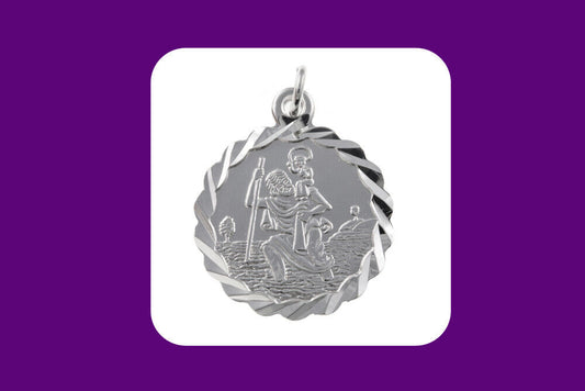 Silver St Christopher Pendant 925 Hallmark 18mm 14 - 24" Length Chain