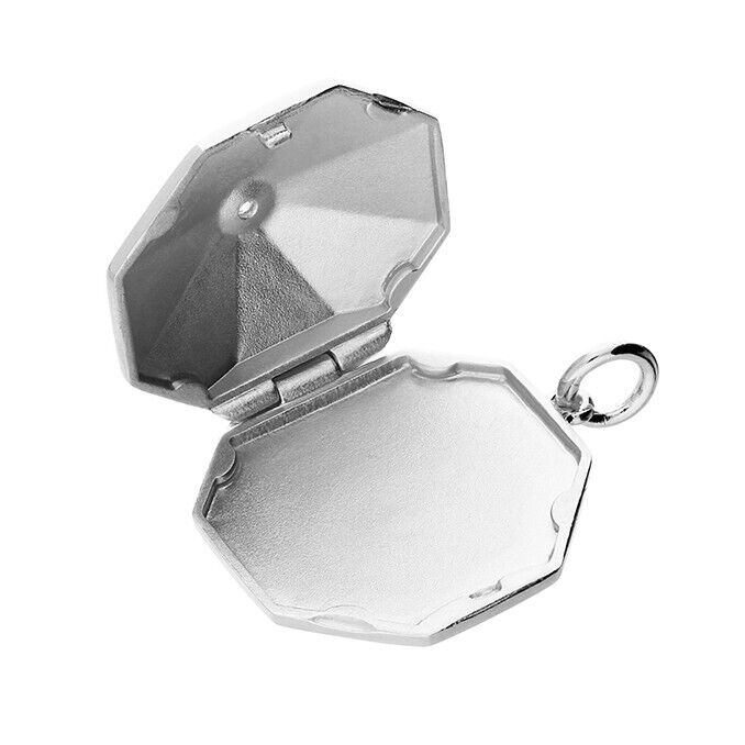 Sterling Silver Locket Octagonal Dome with a Gemstone Star Centre