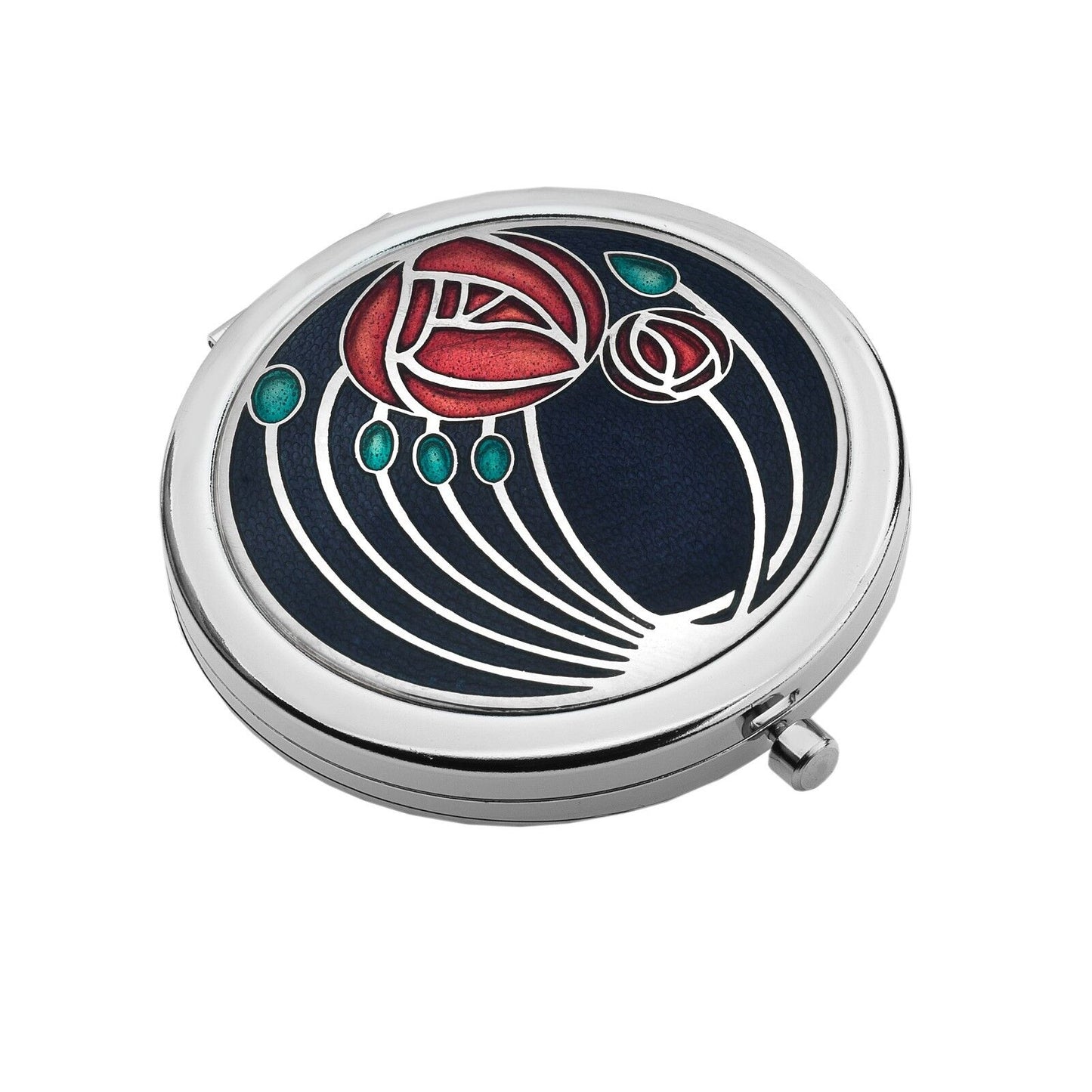 Compact Mirror Silver Plated Mackintosh Roses Handbag Magnifying Travel Cosmetic